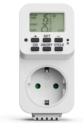 Steckdosenthermostat 230 V, Temperaturregler für Heizung/Kühlung, 3600 W, weiß