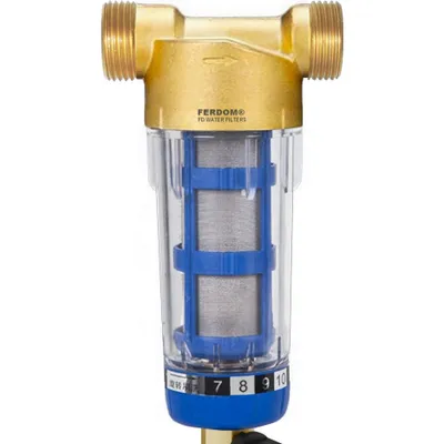 Produktbild von Vorfilter, Spin-Down-Sediment. Max. 4 m3/Std. Anschlüsse 3/4" und 1" (DN20 / DN25), Inox Mesh 40-60 μm, 90 cm2, Wiederverwendbar, Eingebauter Schaber.
