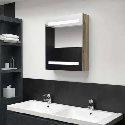 Produktbild von Maison Exclusive - LED-Bad-Spiegelschrank Eichen-Optik 50x14x60 cm