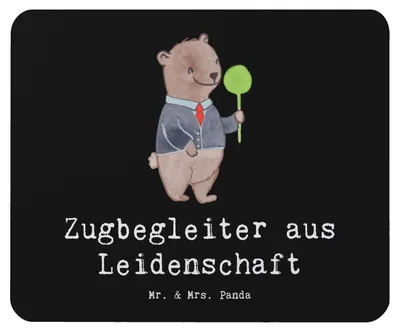 Produktbild von Mr. & Mrs. Panda Mouse Pad Zugbegleiter Leidenschaft - Schwarz - Geschenk, mousematte, Mousepad, computer, Mauspad, laptop