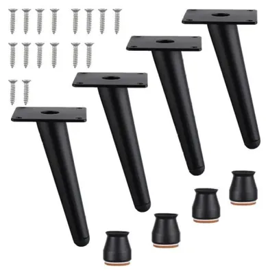 Produktbild von Möbelbeine Metall 15 cm Schwarz Sofabeine 4er Set 300 kg belastbar rutschfest