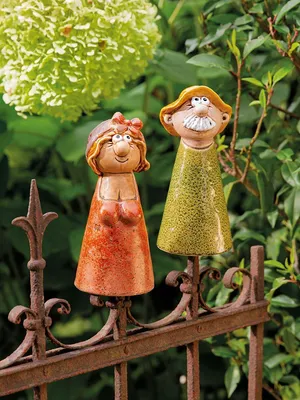 Obrázek produktu pro Gilde plotová figurka, "Hans & Hilde", motiv muže, keramika, zelená, červená,Polyuretan4, 2 kusy jako na obrázku, v. 20 cm, hl. 9 cm 32737