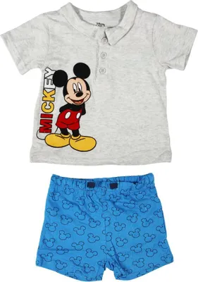 Produktbild von Disney Mickey Maus Baby 2tlg.Set Kleinkind T-Shirt plus Shorts – Grau / 68