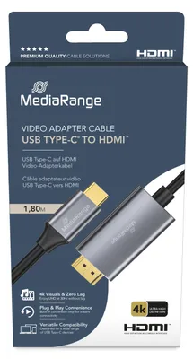 Obrázek produktu pro MediaRange MRCS217, 1,8 m, USB typu C, HDMI, Samec, Samec, Přímý