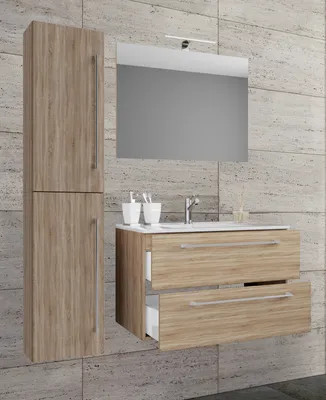 Produktbild von VCM 4-tlg. Waschplatz Waschtisch | Waschbecken Unterschrank Breite 60 cm | Badmöbel Set mit Schubladen Drehtüren Spiegel | Badinos