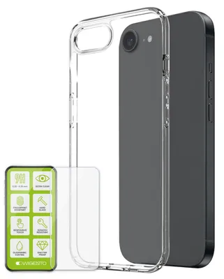 Immagine prodotto di Custodia per cellulare + vetro protettivo per Apple iPhone 17e / 16e, set in TPU 9H trasparente