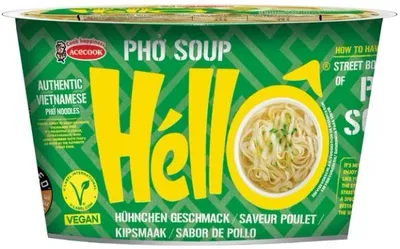 Produktbild von Pho Hello Suppe In Schüssel Mit Reisnudeln - Hähnchengeschmack - Schnelle Zubereitung - Asiatische Küche - 70g