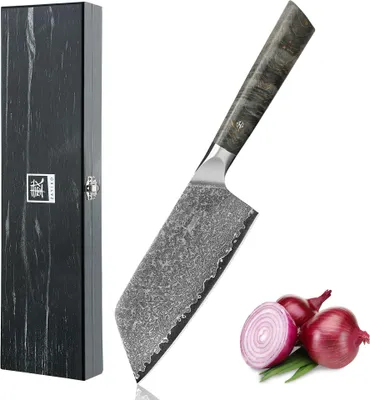 Produktbild von Zayiko Professional Series Damast Nakirimesser I 16 cm Klinge I Ahornholzgriff