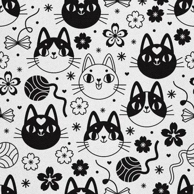 Produktbild von OUTDOOR DEKOSTOFFE OXFORD - Motiv schwarze und weiße Katzen