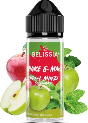 Produktbild von Belissia Shake and Make Apfel-Minze - 10ml hochdosiertes Lebensmittelaroma + 120ml Schüttelflasche - Für Backen, Speisen, Getränke, Shakes & Raumduft