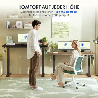 Produktbild von FlexiSpot EN1 Höhenverstellbarer Schreibtisch Gestell mit 2 Haken und Höhenmemory-Funktion&LED-Höhenanzeige,Elektrisch Tischbeine (Grau)