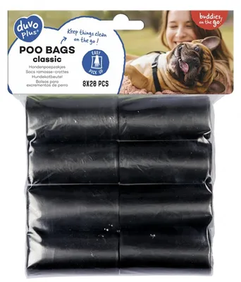 Produktbild von Duvo+ Hundekotbeutel Classic schwarz, Inhalt: 8 x 20 Stück