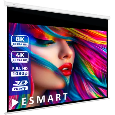 Produktbild von ESMART Professional MIROLO | Rolloleinwand | 187 x 140 cm (92") 4:3 | Vollmaskierung | Heimkino Beamer Projektionsleinwand Rollo Leinwand LCD LED