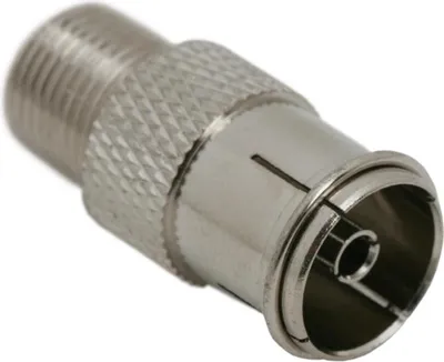 Produktbild von 10x F-Stecker auf TV-Koax-Koppler - F-Buchse auf Koax-Buchse Adapter - Metall-Antennenkonverter - 10 Stück [05146]