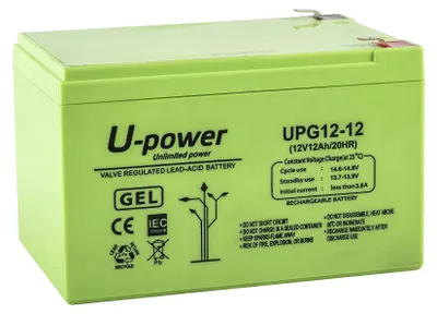 Productafbeelding van U-Power - Hermetische gelaccu 12Ah, 12V - Accu met Faston F2-aansluiting, 6.3mm
