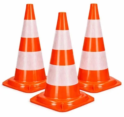 Produktbild von 3er Set Verkehrskegel - 47 cm Orange/Weiß