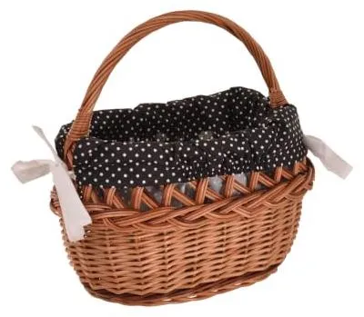 Produktbild von Aqbau Weidenkorb mit Stoffeinlage Schwarz gepunktet 37 x 40 x 20 cm