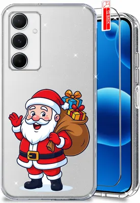 Productafbeelding van Telefoonschaal voor Samsung M34 5G, kerstmotieven, glanzende, glitterende hoes + beschermglas