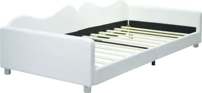 Image de OKWISH Lit simple 90x200 cm Rembourré en velours - Blanc