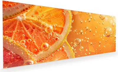 Produktbild von Küchenrückwand Spritzschutz Glas mit Motiv Spritzige Orange 40 x 40 cm