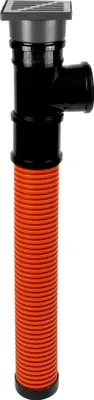Produktbild von ScarMaxx - Sickerschacht mit Abfluss DN110 1m Rohr mit Gitter, Löchern und Behälter - Schwarzer Rahmen, Silbernes Karo