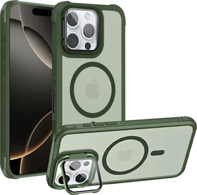 Image de Étui de protection pour iPhone 16 Pro Étui compatible avec MagSafe appareil photo pliable protection verre béquille