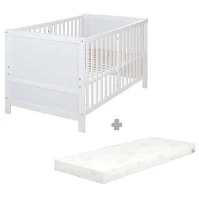 Produktbild von roba Babybett EASY SLEEP 70 x 140 cm inkl. Umbauecken + Matratze safe asleep® Roll Air - Mitwachsendes Gitterbett 3-fach höhenverstellbar