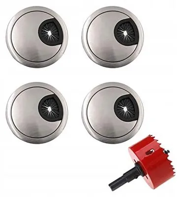 Zdjęcie produktu dla Przepust kablowy metalowy 60 mm do biurka stołu zestaw 4 sztuki