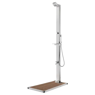 Produktbild von Maison Exclusive - Gartendusche mit Brauner Bodenplatte 225 cm Edelstahl
