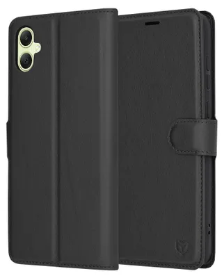 Produktbild von Techsuit Leder Folio Book Wallet Klapphülle für Samsung Galaxy A05 - Schwarz