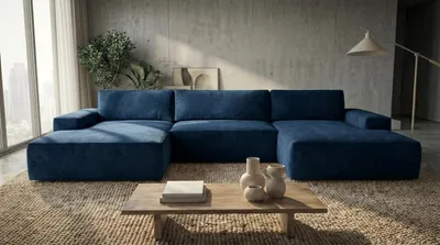 Produktbild von Ecksofa EINAR mit Schlaffunktion, Bonellfederkern und Bettkasten, Farbe: Blau
