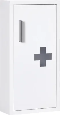 Produktbild von Medikamentenschrank - Wandmontierter Stahlschrank - 3 Ebenen - Magnettür - 30 x 12 x 60 cm - Klein - Weiß