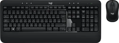 Produktbild von Logitech ADVANCED Combo Wireless Keyboard and Mouse, Volle Größe (100%), Kabelgebunden, USB, QWERTY, Schwarz, Maus enthalten