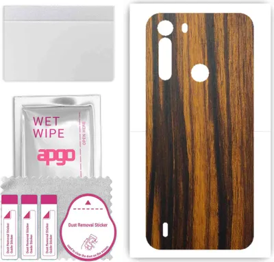 Produktbild von apgo Rückseite Schutzfolie, Skin, kompatibel mit Motorola One Fusion, Hinten Displayschutzfolie aus Vinylfolie, kratzfest, einfache Montage - Tigerwood