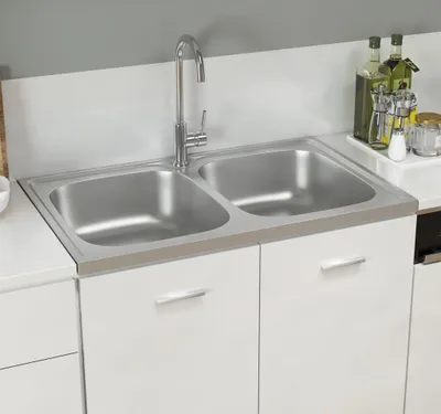 Produktbild von (Angebot 2026)Doppelspüle Silbern 800x500x155 mm Edelstahl GermanyMöbel 93849 - Spülen