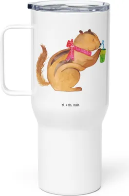 Produktbild von Mr. & Mrs. Panda Kaffee-Thermobecher Eichhörnchen Smoothie - Weiß - Geschenk, Streifenhörnchen, thermosbecher, Großer Thermobecher, Abnehmen, To-Go-Becher, Mehrwegbecher
