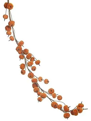 Pompom-Girlande, Orange-Schwarz, 150 cm, Halloween-Deko