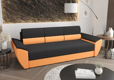 Produktbild von Roe Furniture | Schlafsofa - REBI BIS - 240x78 cm - Schwarz/Orange - Funktionalität - Stilvolles Design - Sofa - Sofabett