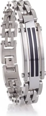 Produktbild von Edelstahl Armband Herrenarmband Männerschmuck mit 2 Schwarzen Linien