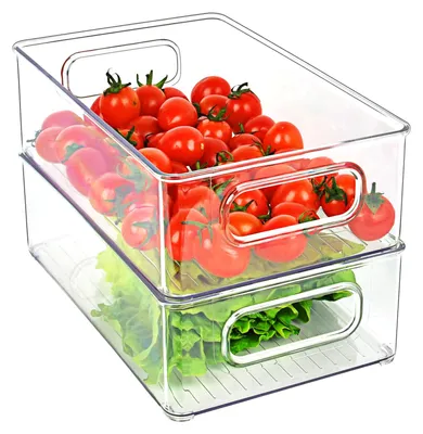 Koelkastorganizer Set 2er-Pack, transparent, stapelbar, BPA-frei
