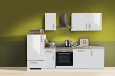 Produktbild von Küchenzeile mit Elektrogeräten White Premium Lack Weiß 270 cm
