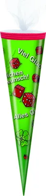 Produktbild von Schultüte / Länge: 35cm / rund / Tüllverschluss / "Viel Glück"