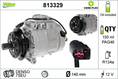 Produktbild von VALEO 813329 7SEU Klimaanlage Klimakompressor PAG 46 R134a für VW Transporter V Bus (7HB, 7HJ, 7EB, 7EJ, 7EF, 7EG, 7HF, 7EC) Multivan V Touareg