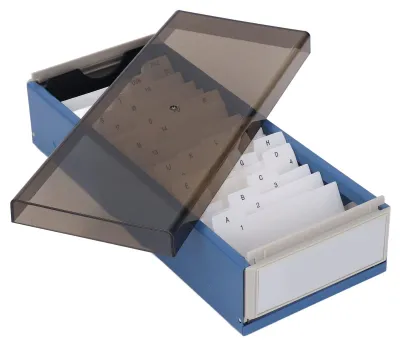 Produktbild von Visitenkartenhalter - Ausziehbare Visitenkartenbox mit transparentem Deckel - Platz für bis zu 800 Karten