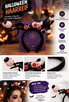 Produktbild von Halloween-Haarreif mit wackeligen Augäpfeln