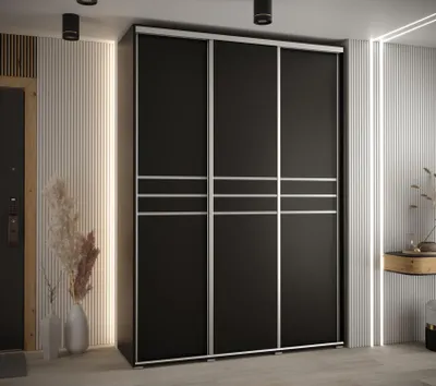 Produktbild von Kleiderschrank YVONA 10 - 180/45 cm, schwarz/silber
