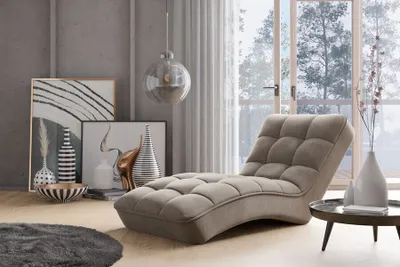 Produktbild von Elegante Chaiselongue mit einem zeitlosen Design, passt perfekt in jede Art von Interieur, von modern bis sehr klassisch, Liege ist der ideale Ersatz für einen normalen Sessel, hohen Komfort der Nutzung - Chaiselongue Viego Poco 07 Hellbraun