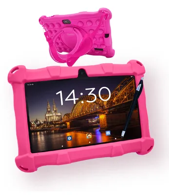 Produktbild von AngelTech Kindertablet SLIM - Android 13 - 3+4 GB RAM - 64+64 GB - 7 Zoll Kindertablet - Elterliche Kontrolle- Rosa