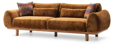 Productafbeelding van Beige driezitter bank, modern design, gestoffeerd, geschikt voor de woonkamer