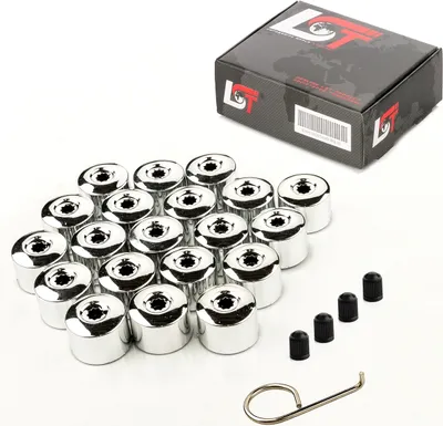 Produktbild von 20x Radschraube Kappen 17 mm chromfarben für JEEP CHEVROLET CHRYSLER FORD ROVER